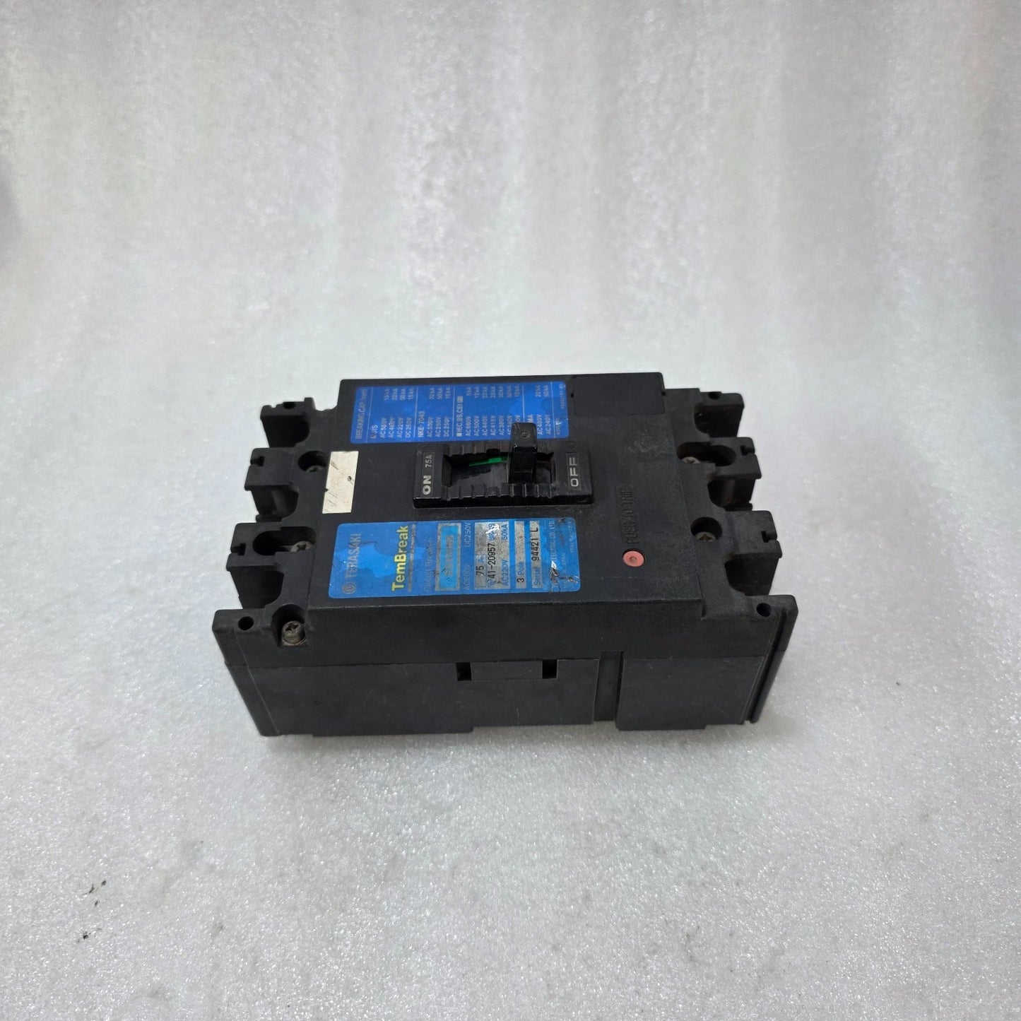 TERASAKI TEMBREAK XS100NS 75A 3 POLE MCCB CIRCUIT BREAKER AC600V / DC250V