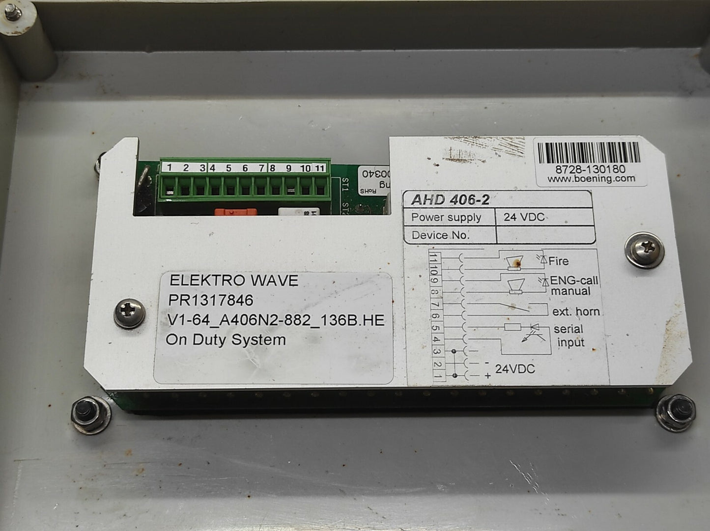 BOENING AHD 406-2 ALARM PANEL 24VDC