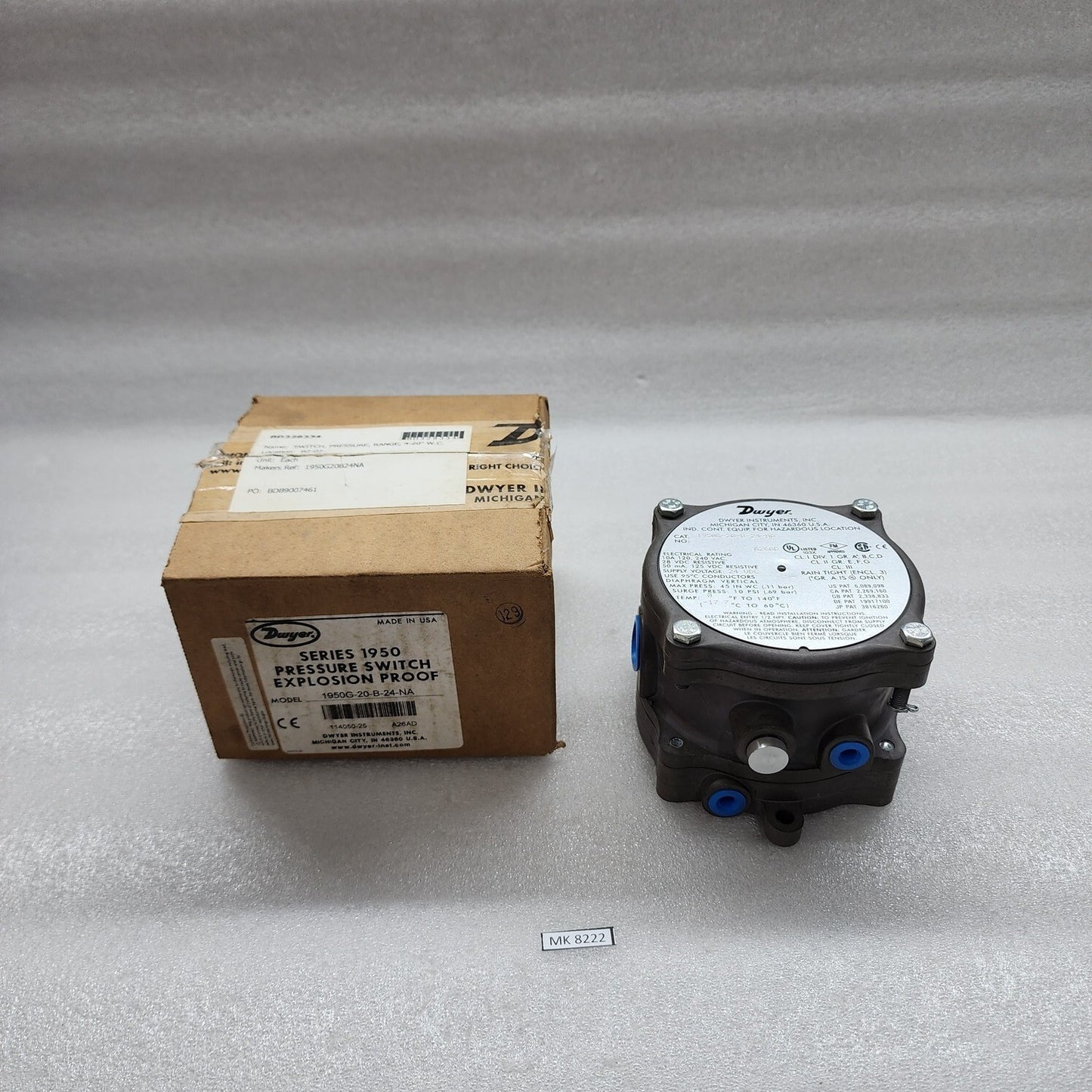 DWYER 1950G-20-B-24-NA DIFFERENTIAL PRESSURE SWITCH