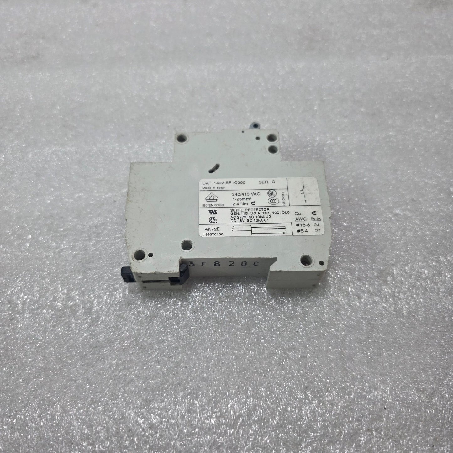 ALLEN BRADLEY 1492-SP1C200 C20 20A 1P MINIATURE CIRCUIT BREAKER 240/415V