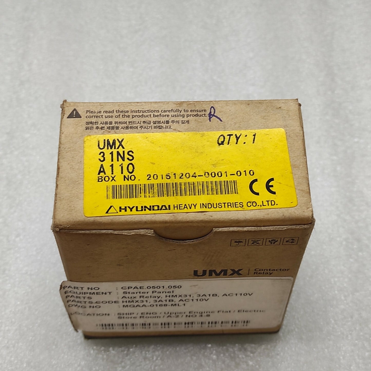 HYUNDAI UMX 31 CONTACTOR RELAY COIL VOLTAGE 100-110V