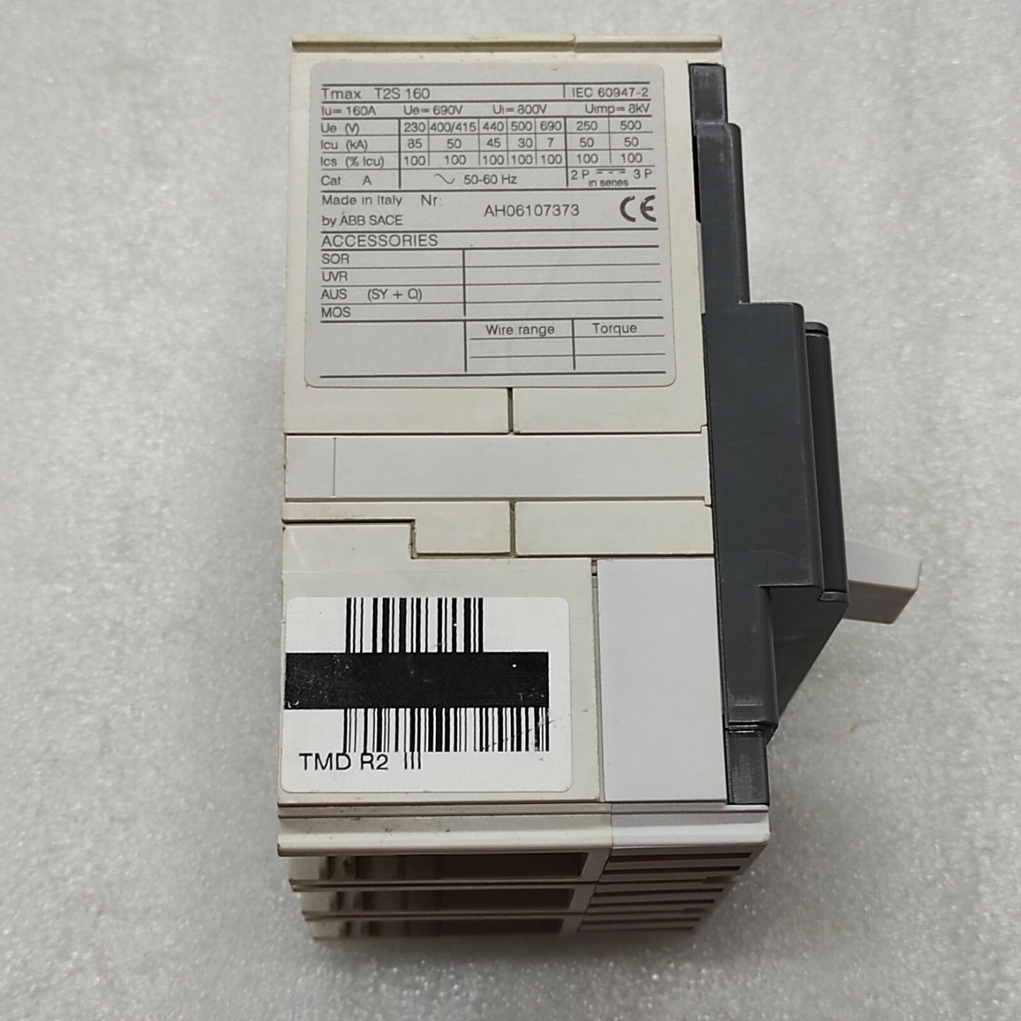 ABB 1SDA050985R1 SACE TMAX T2S 160 2A MCCB TMD2-20 3O F F CRACKED