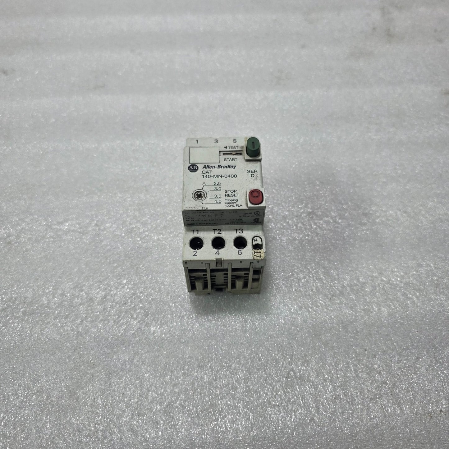 ALLEN BRADLEY 140-MN-0400 THERMAL OVERLOAD RELAY 2.5-4.0A MOTOR PROTECTION RELAY