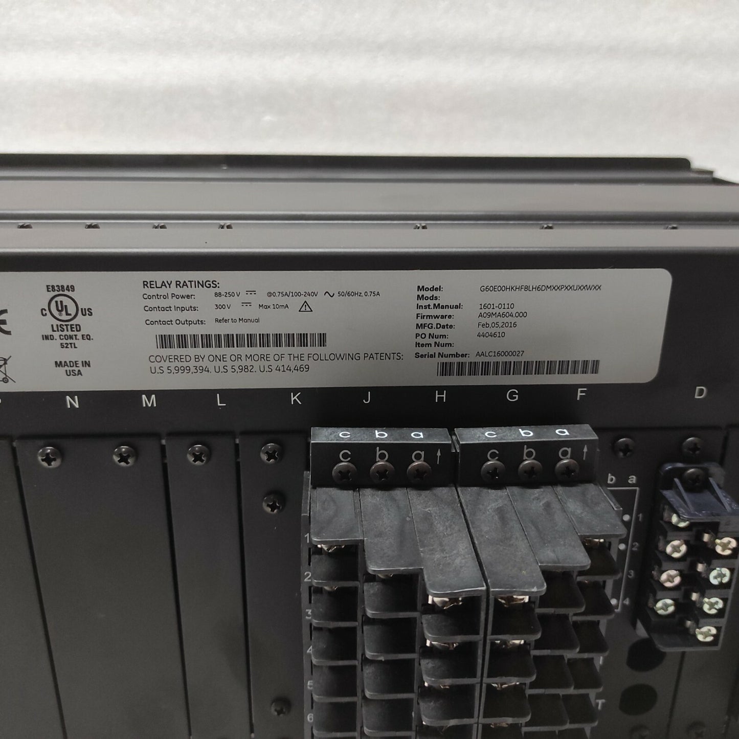 GE MULTILIN G60 G60E00HKHF8LH6DMXXPXXUXXWXX GENERATOR PROTECTION SYSTEM 1601-011