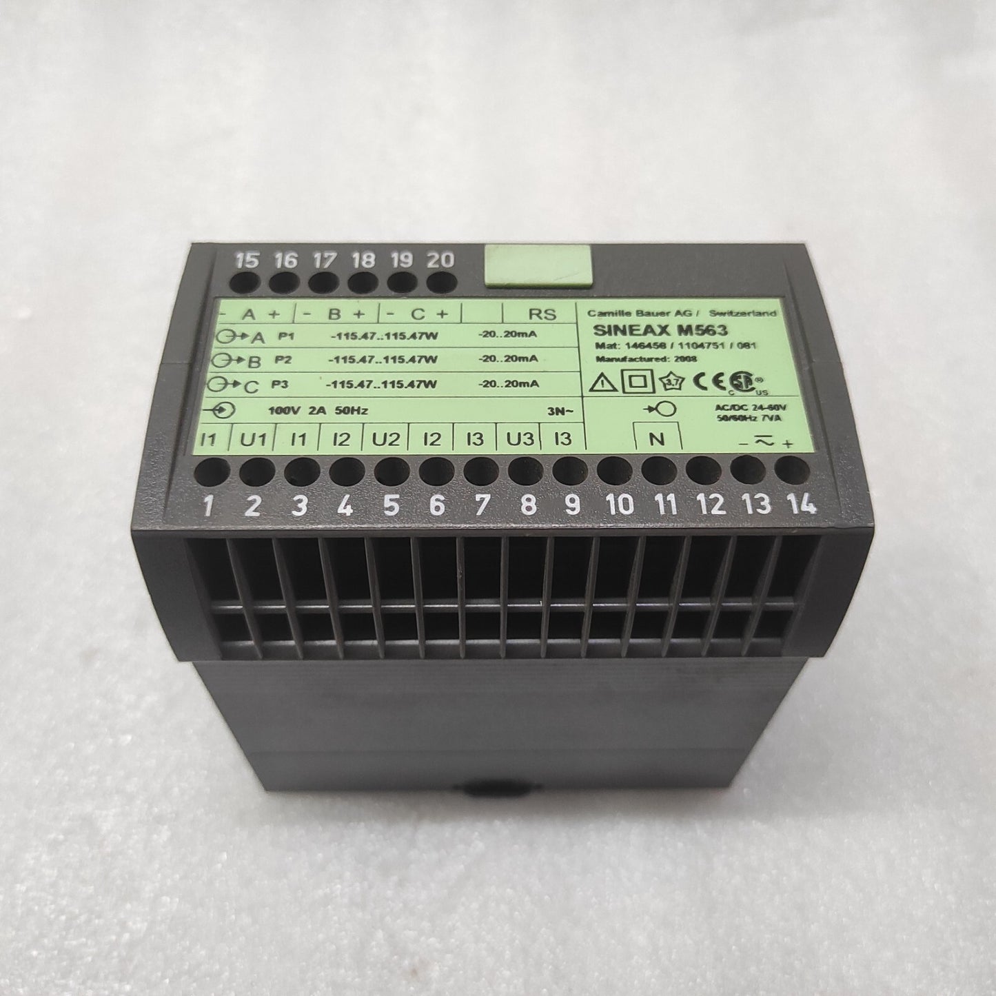 CAMILLE BAUER SINEAX M563 PROGRAMMABLE MULTI TRANSDUCER 3-ANALOG OUTPUT RS232