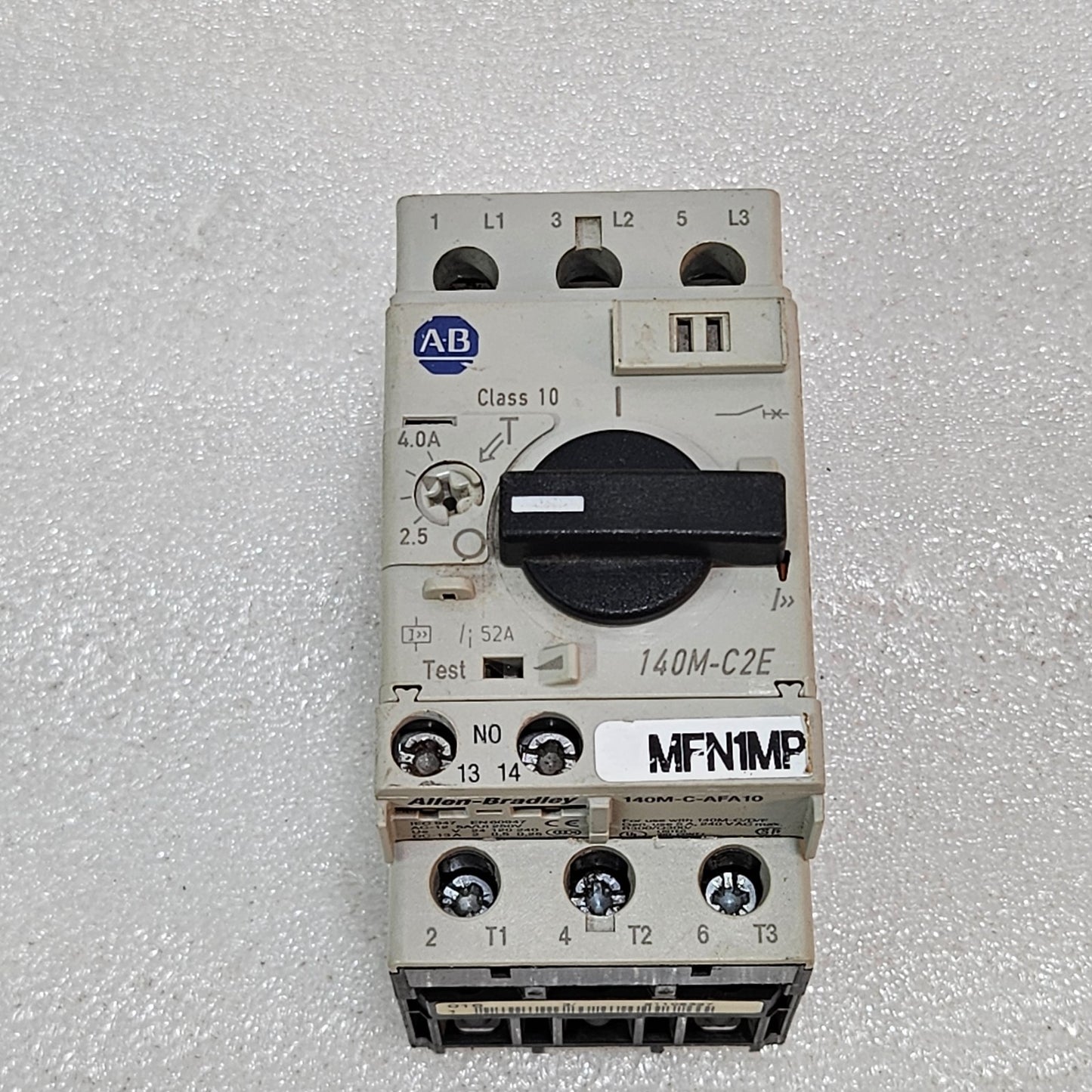ALLEN-BRADLEY 140M-C2E-B40 MOTOR PROTECTION CIRCUIT BREAKER 2.5–4.0A CLASS 10 MA