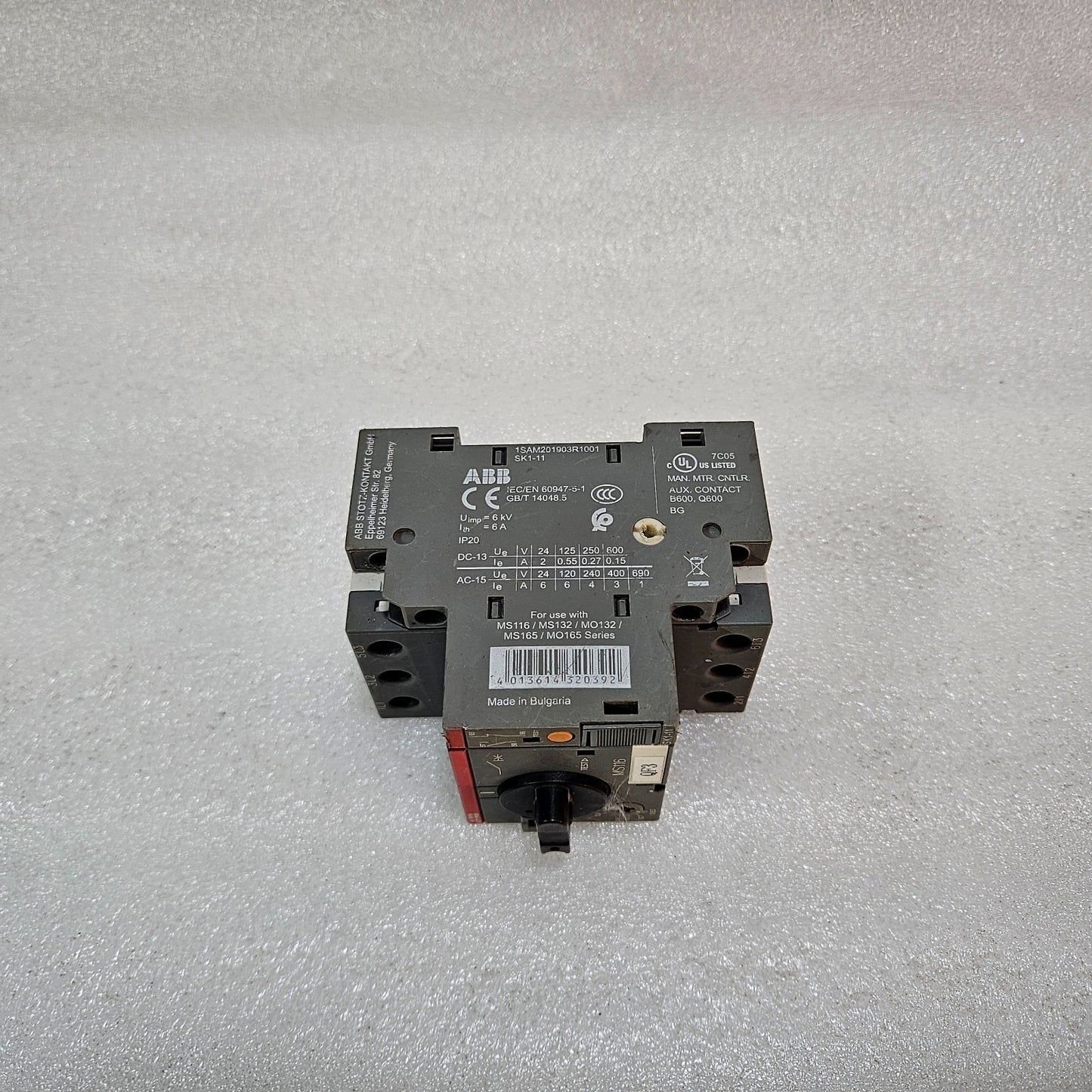 ABB MS116-1.0 MANUAL MOTOR STARTER / MOTOR PROTECTION CIRCUIT BREAKER 0.63–1.0A