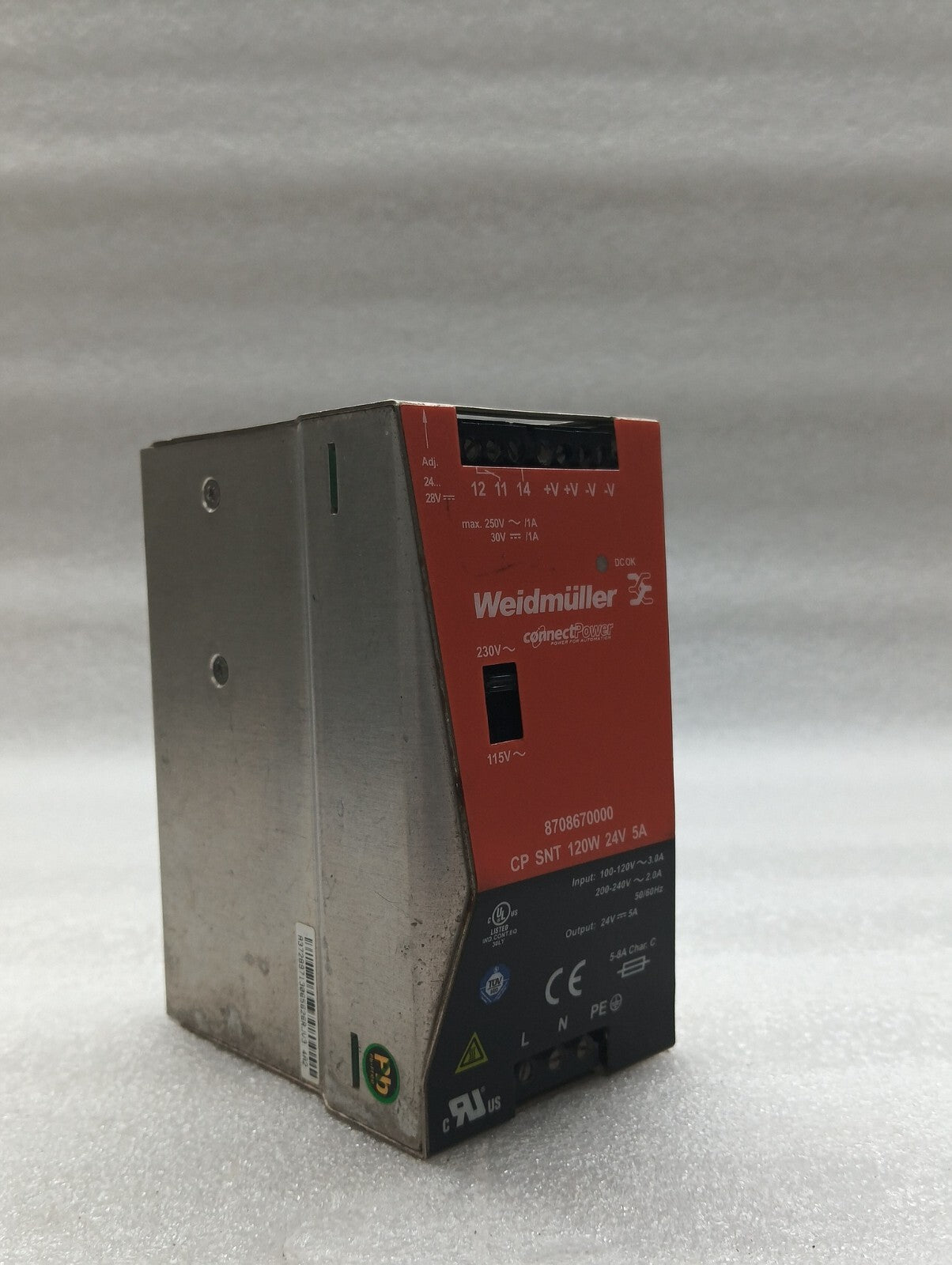 WEIDMULLER CP SNT 120W 24V 5A POWER SUPPLY 8708670000