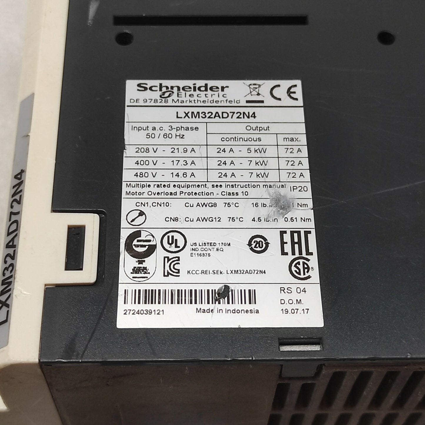 SE LXM32AD72N4 MOTION SERVO DRIVE 7kW 400-480V