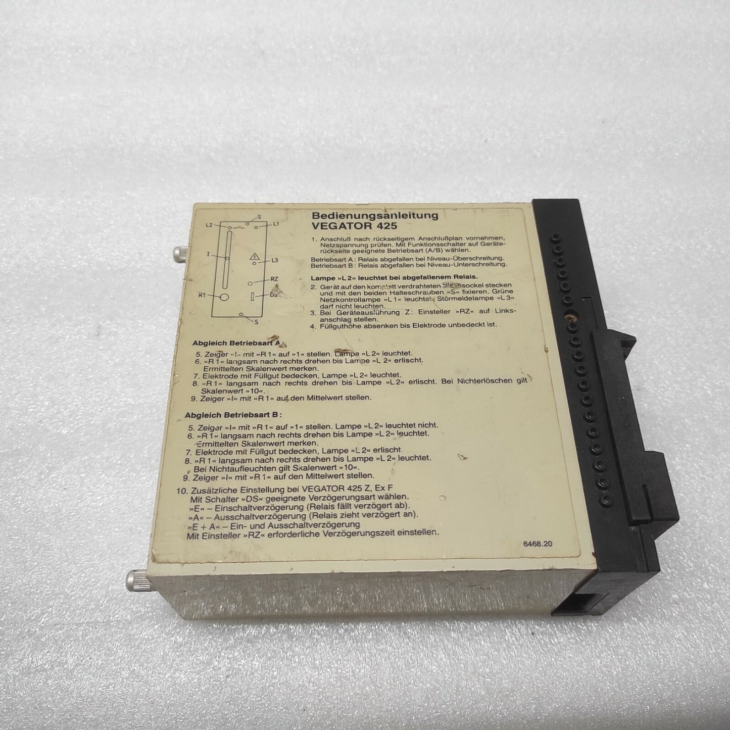 VEGA VEGATOR 425F LEVEL SWITCH FAULT MONITORING SIGNAL CONDITIONING INSTRUMENT