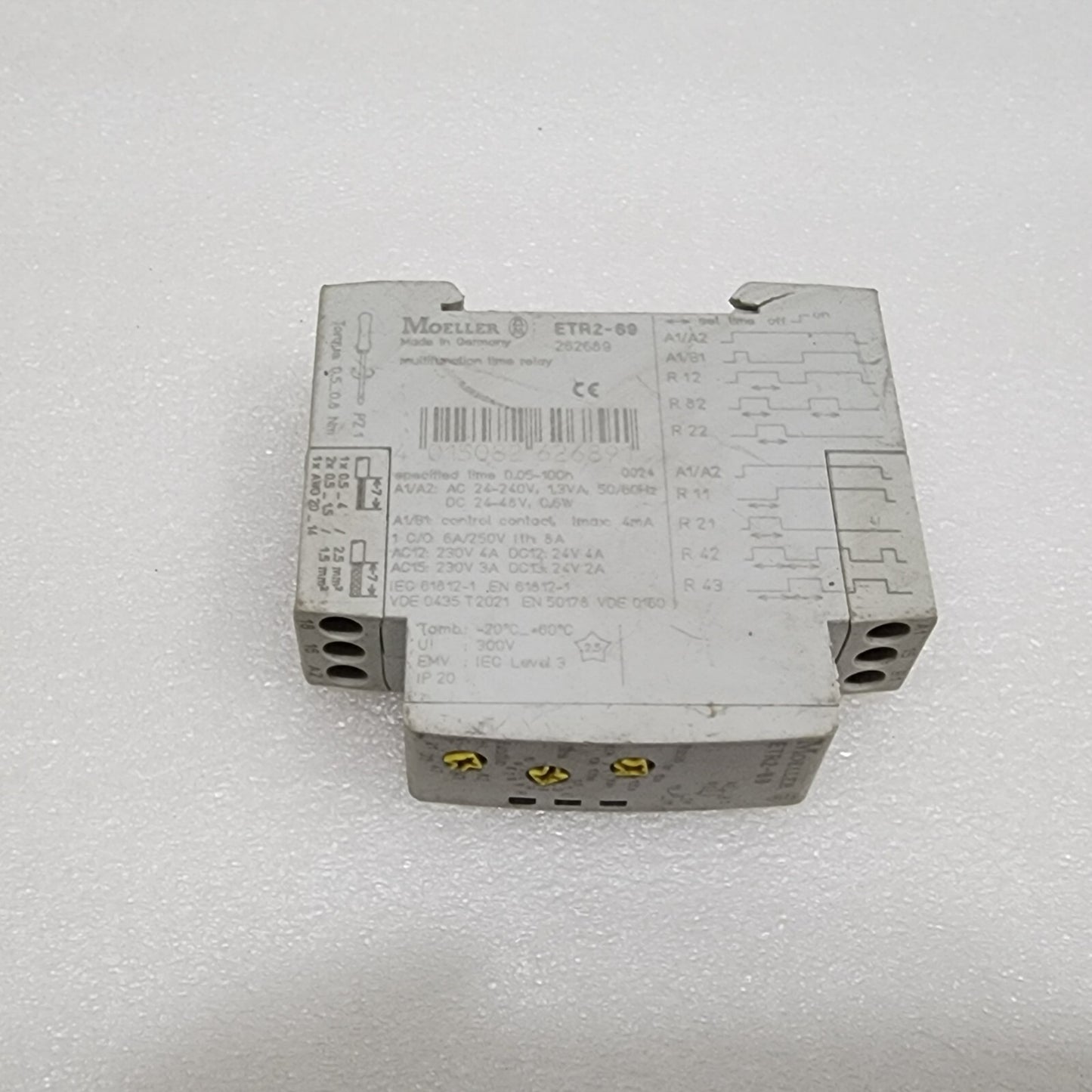 MOELLER TER2-69 MULTIFUNCTION TIMER RELAY 262689 24-240VAC/24-48VDC 0.05S-100H