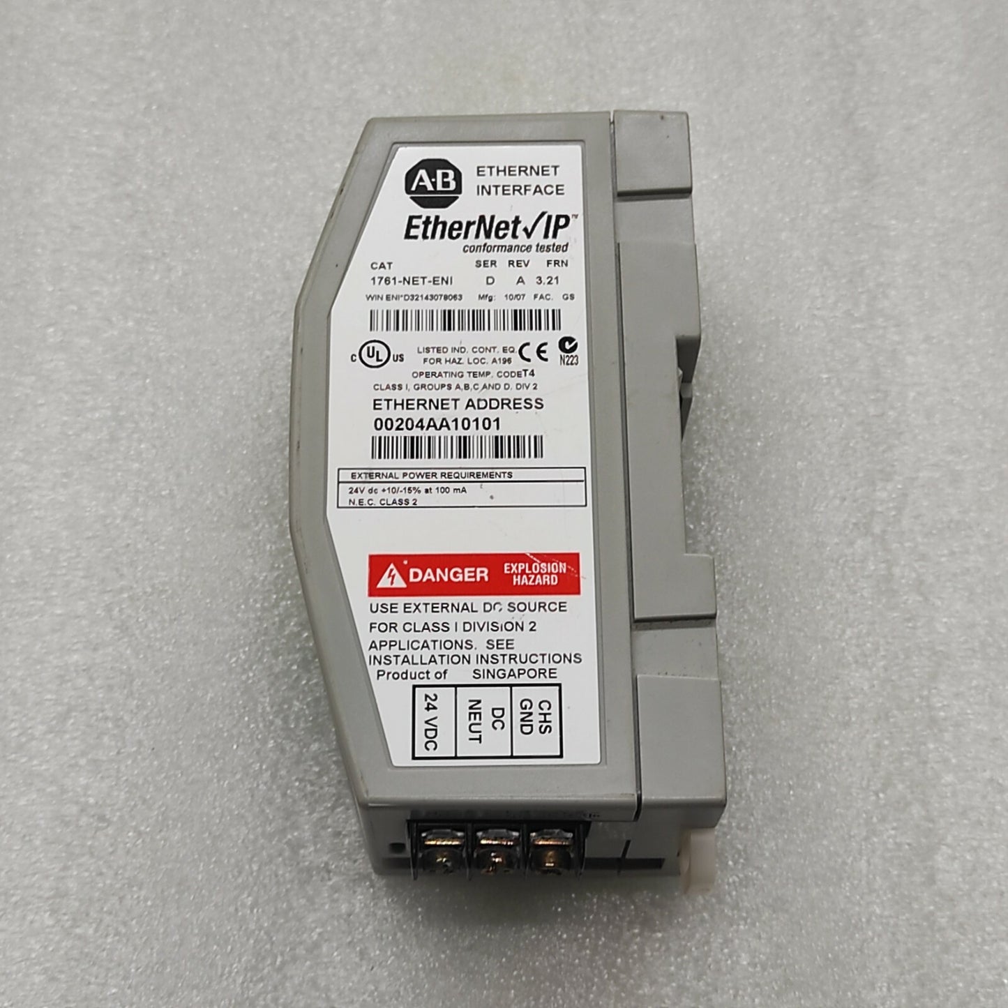 ALLEN BRADLEY 1761-NET-ENI ETHERNET INTERFACE MODULE NWB