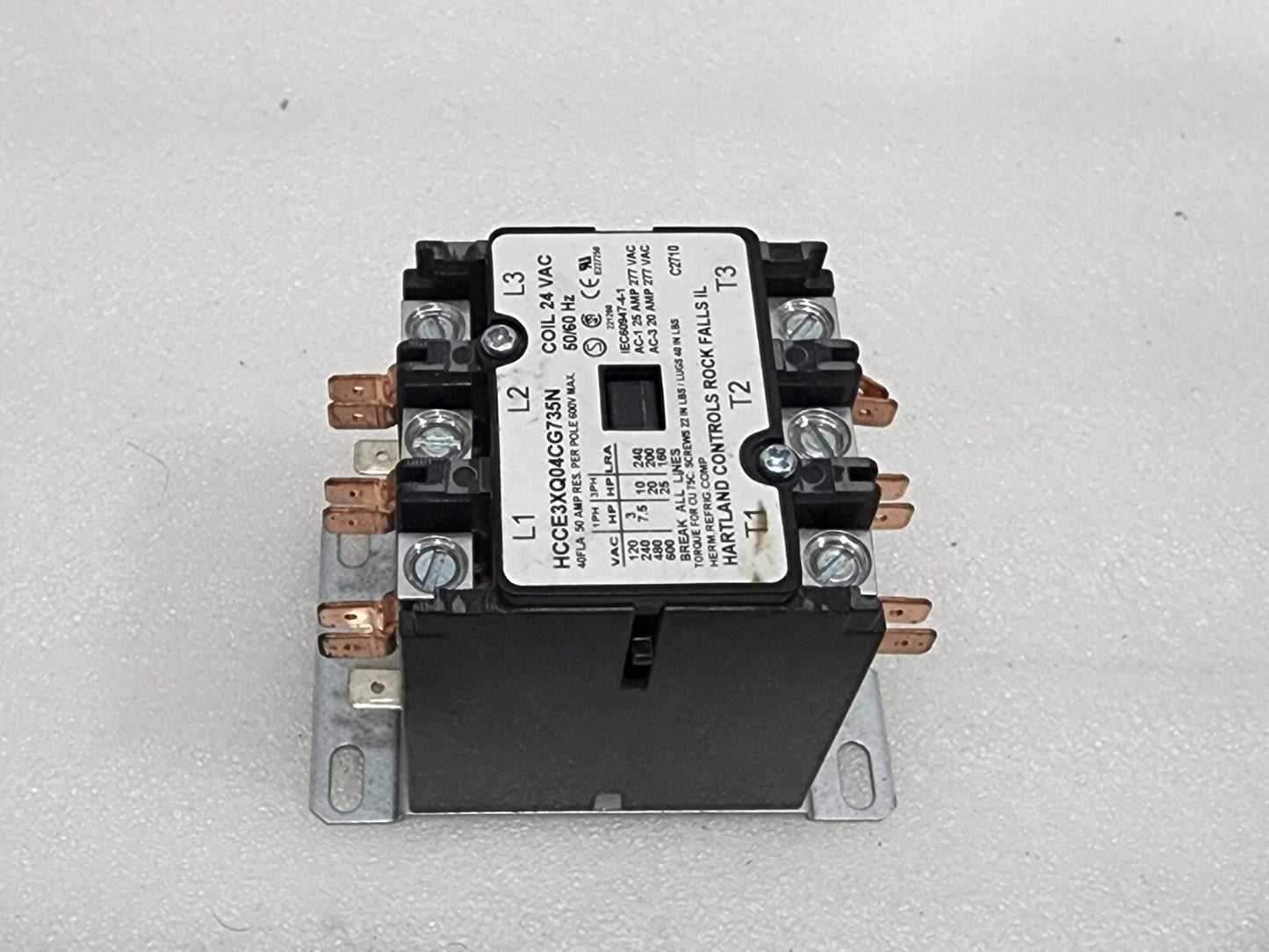HARTLAND CONTROLS HCCE3XQ04CG735N 3-POLE CONTACTOR COIL VOLTAGE 24V