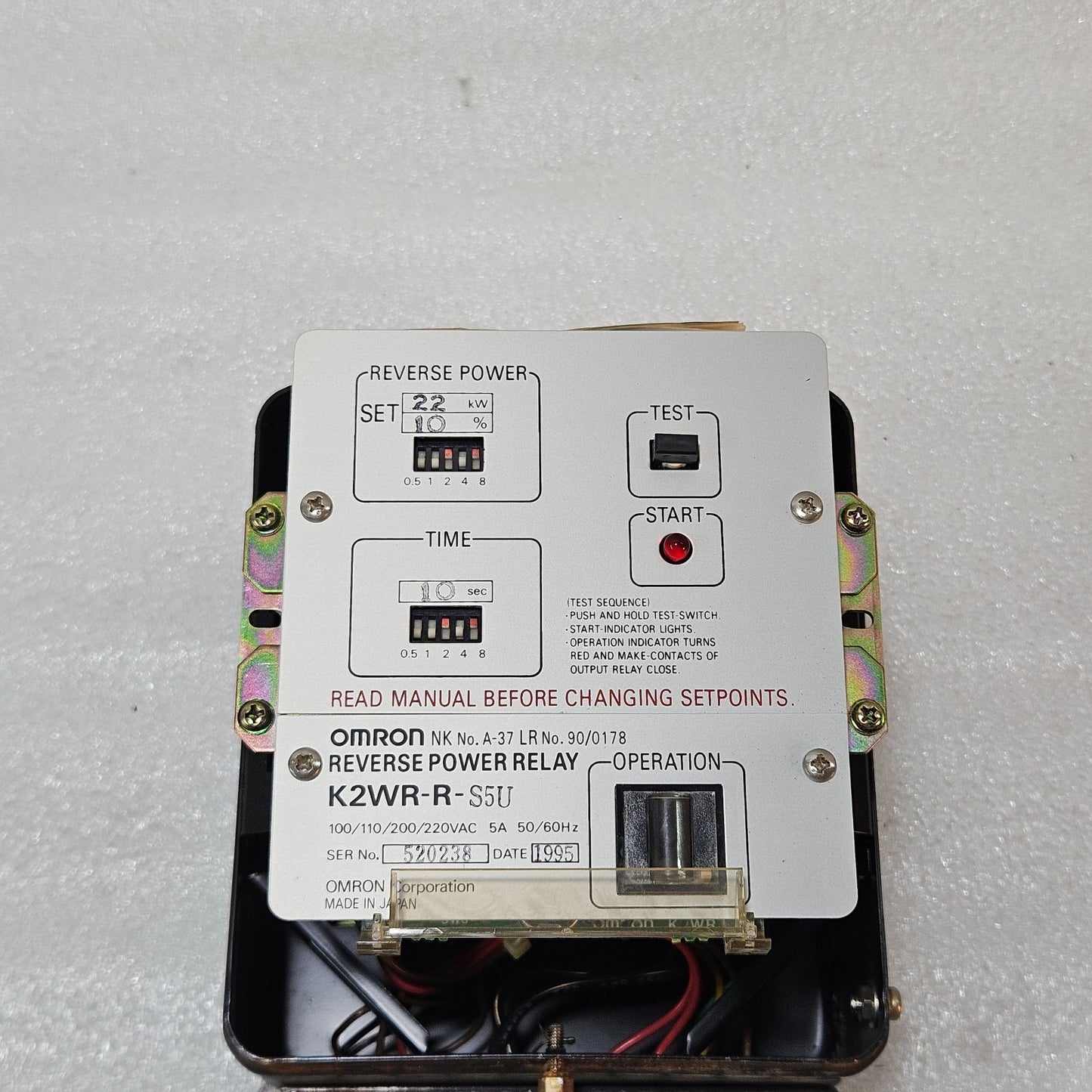 OMRON K2WR-R-S5U REVERSE POWER RELAY | GENERATOR PROTECTION RELAY 22KW