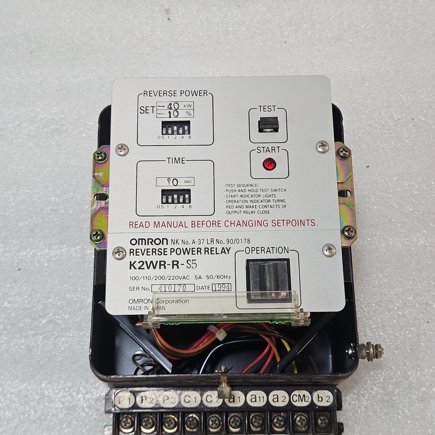 OMRON K2WR-R-S5 REVERSE POWER RELAY 40KW 100–220V GENERATOR PROTECTION RELAY