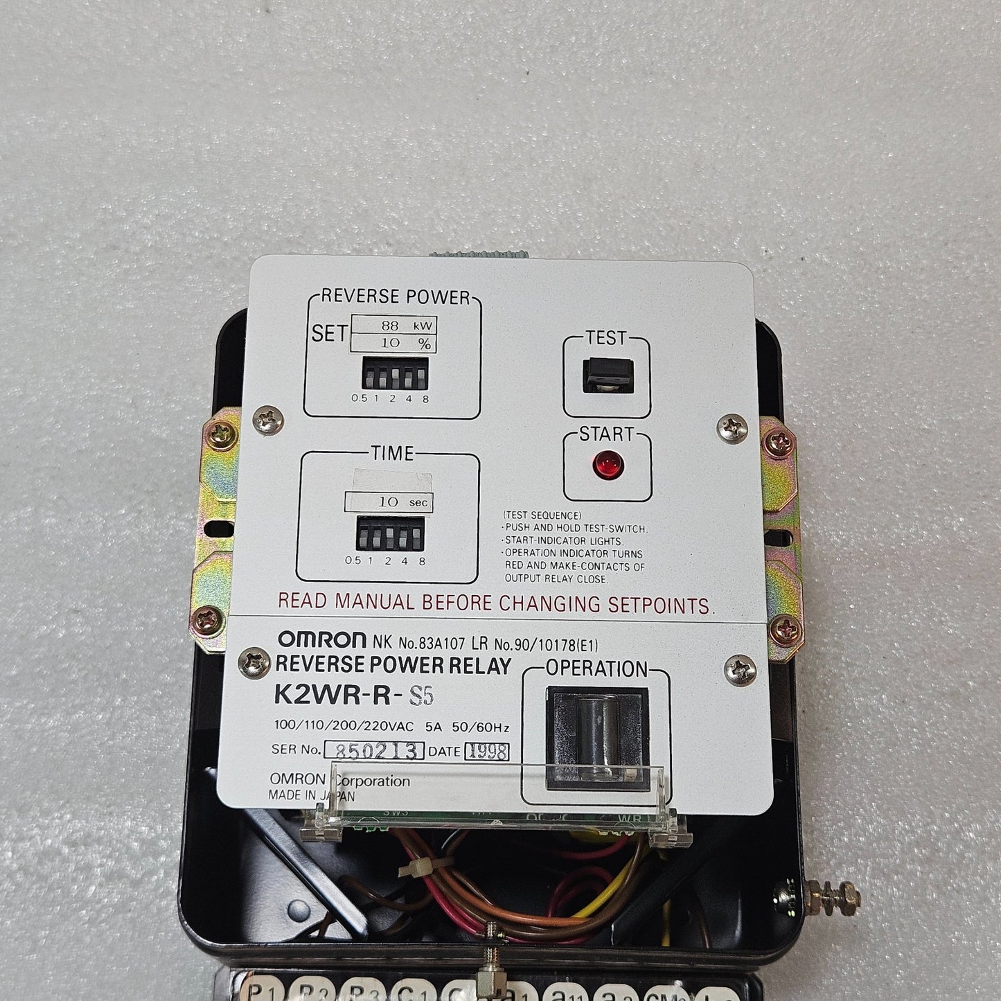 OMRON K2WR-R-S5 REVERSE POWER RELAY 88KW 100–220V GENERATOR PROTECTION RELAY