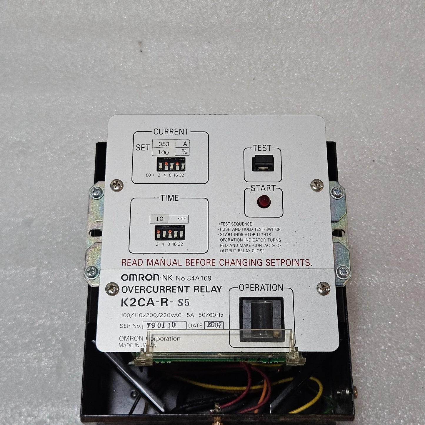 OMRON K2CA-R-S5 OVERCURRENT RELAY 353A 100–220VAC