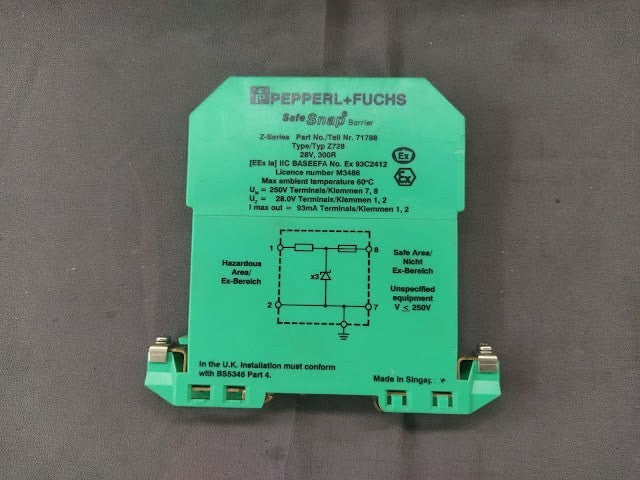PEPPERL + FUCHS Z728 SAFE SNAP BARRIER 71788 ZENER BARRIER