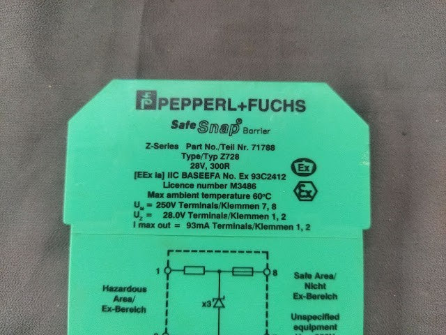 PEPPERL + FUCHS Z728 SAFE SNAP BARRIER 71788 ZENER BARRIER