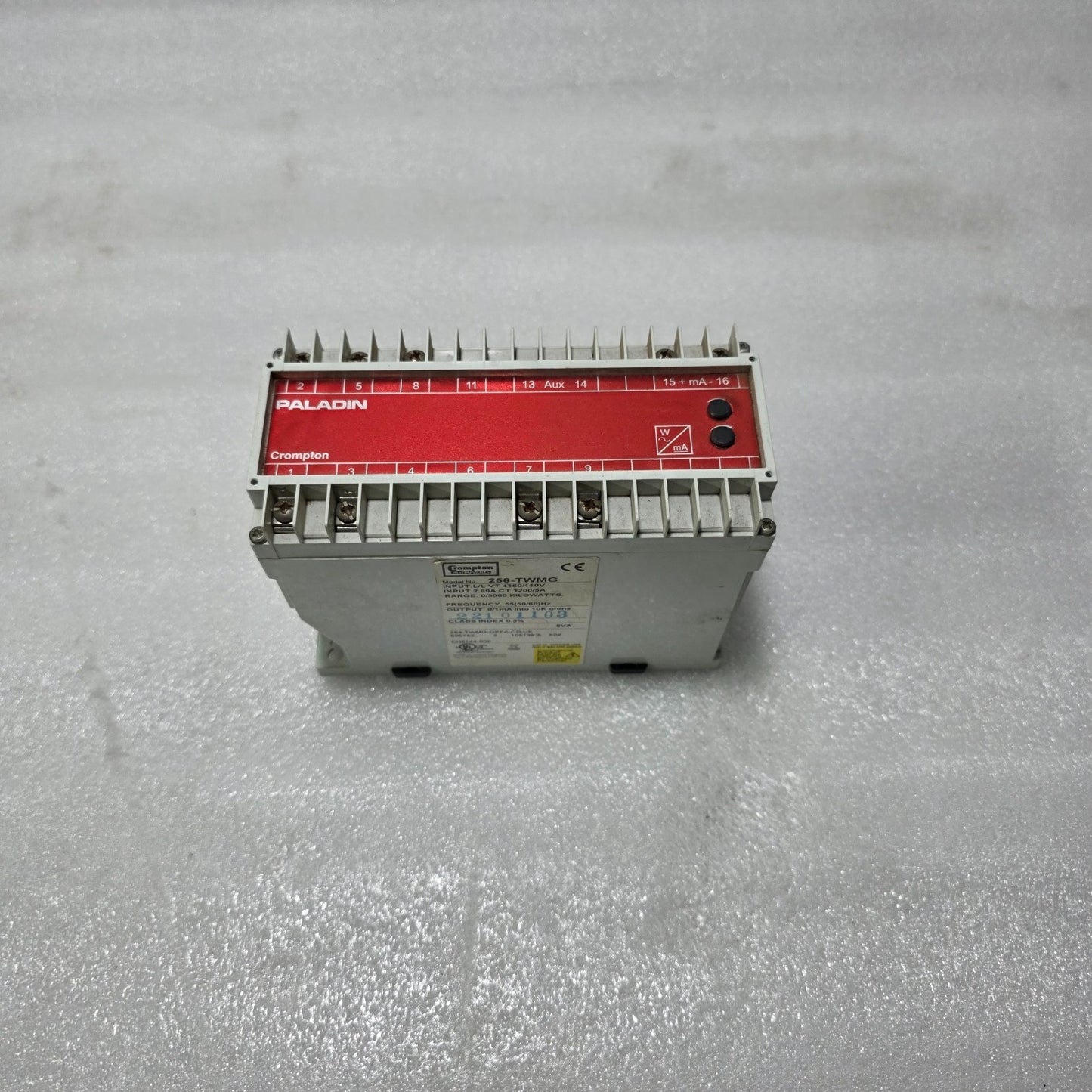 CROMPTON INSTRUMENTS 256-TWMG POWER TRANSDUCER – 4160/110V VT, 1200/5A CT, 0–500
