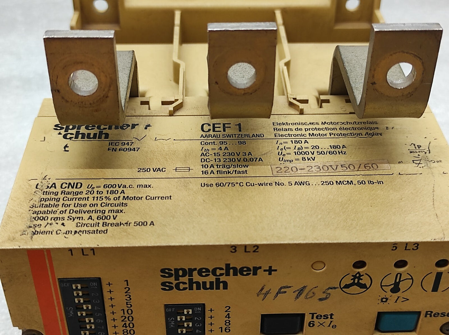 SPRECHER SCHUH CEF1-11 ELECTRONIC MOTOR PROTECTOR RELAY 180A 230V