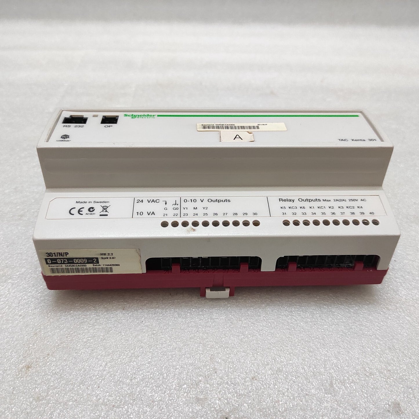 SE TAC XENTA 301/N/P PROGRAMMABLE CONTROLLER 0-073-0009-2