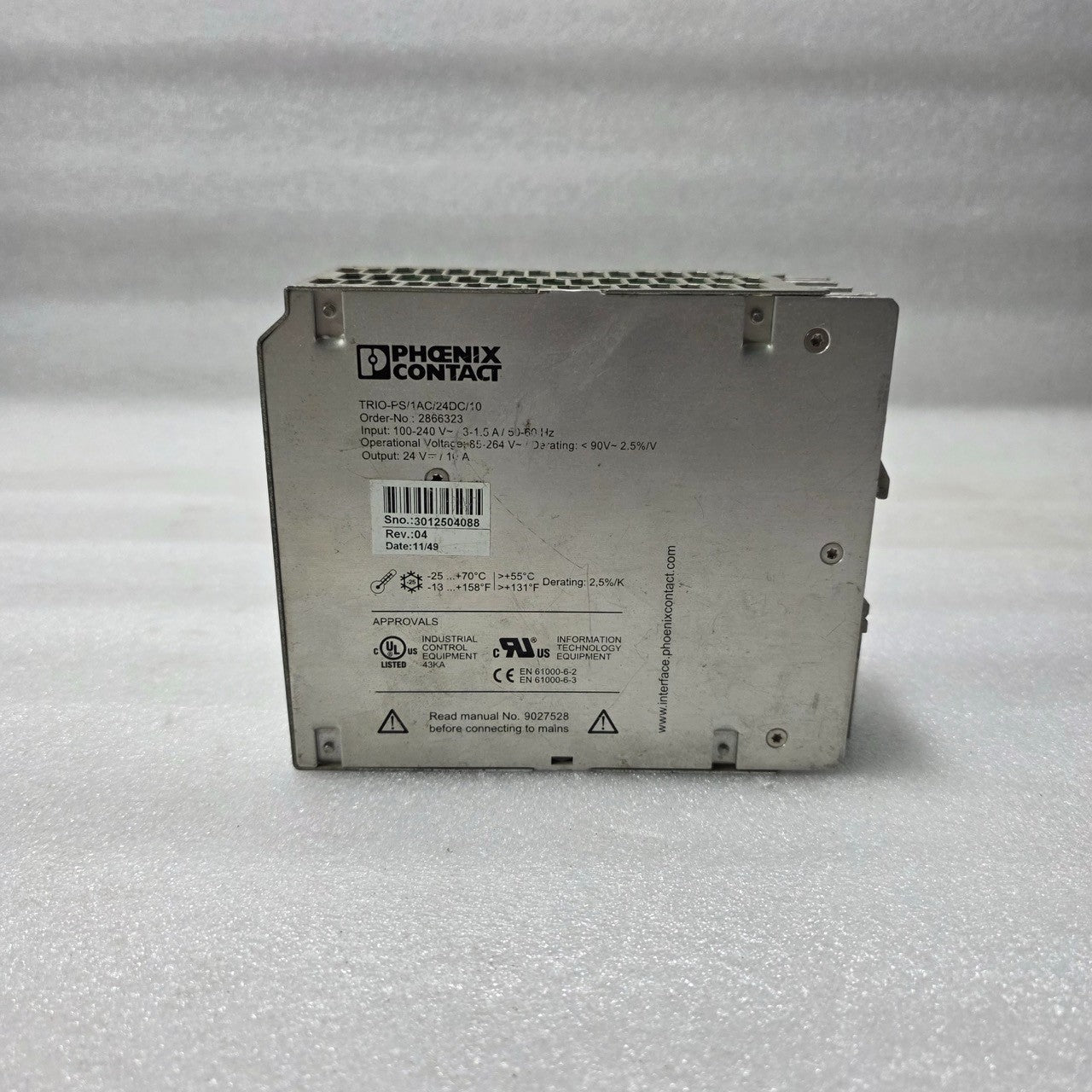 PHOENIX CONTACT TRIO‑PS/1AC/24DC/10 POWER SUPPLY 2866323 24 V 10 A