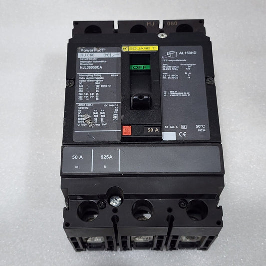 SQUARE D HJL36050CA 50A CIRCUIT BREAKER 480VAC 250VDC HJ 060
