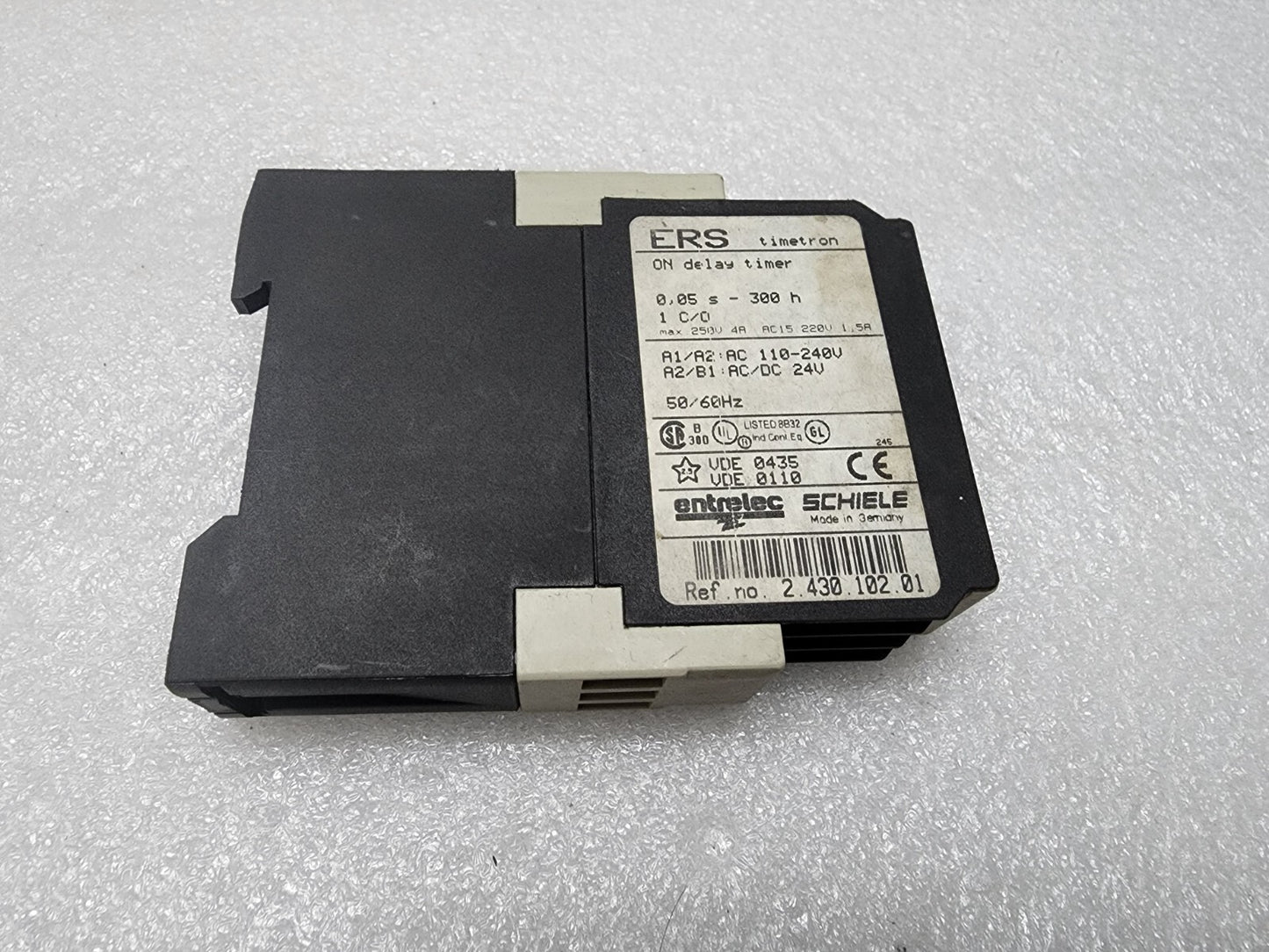 ENTRELEC ERS ON DELAY TIMER 2.430.102.01 110-240VAC/24VAC-DC