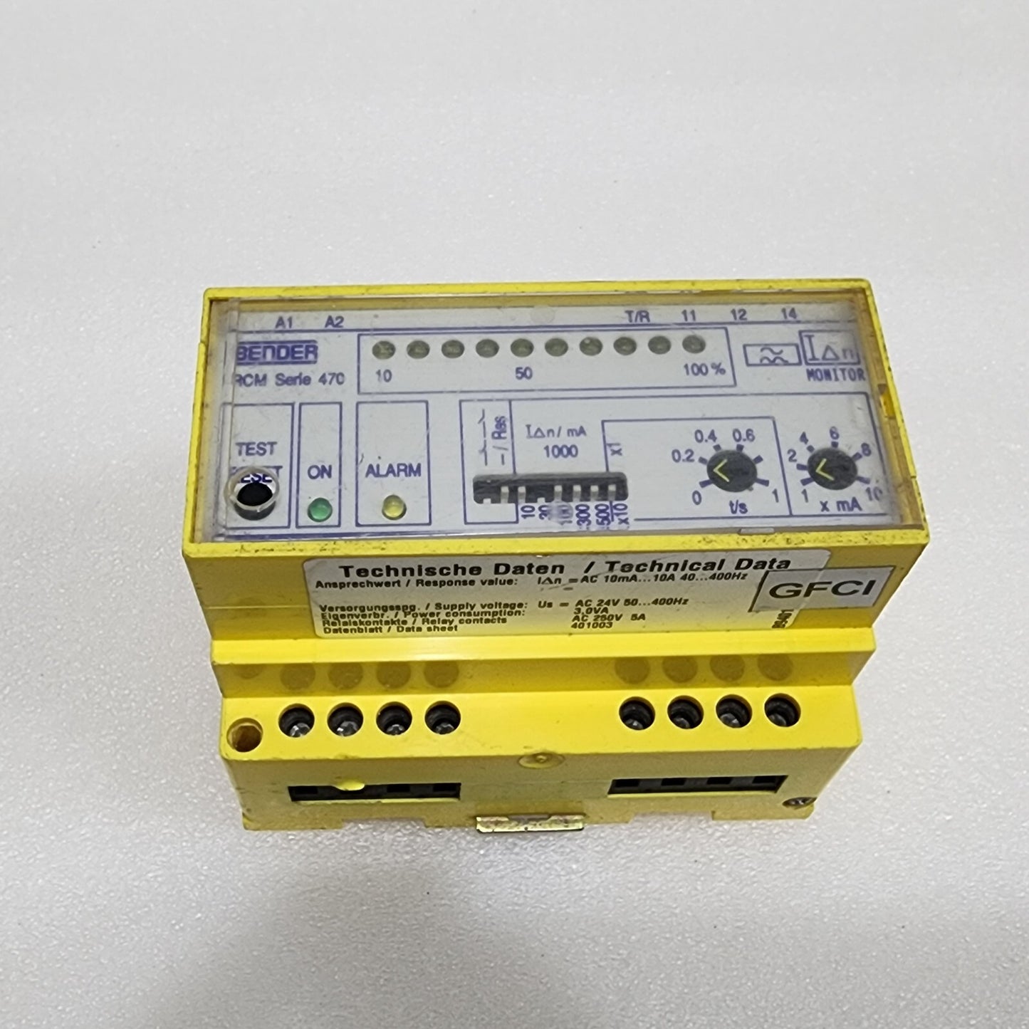 BENDER RCM470LY-11 RESIDUAL CURRENT MONITOR B94012025