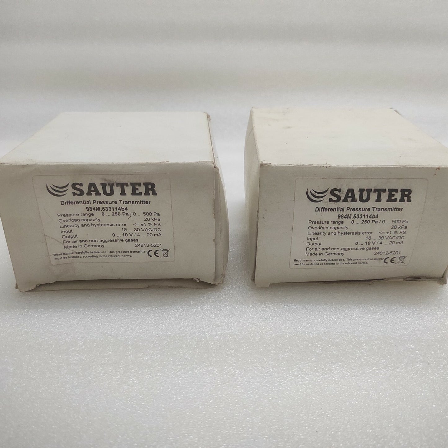 SAUTER 984M.533114B4 DIFFERENTIAL PRESSURE TRANSMITTER 18-30VAC/DC 0-250Pa