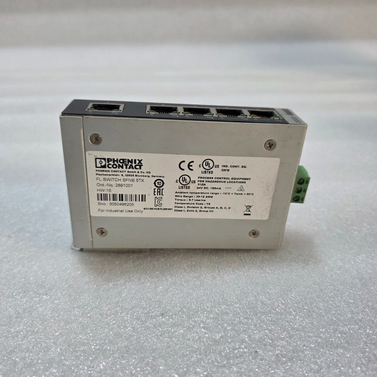 PHOENIX CONTACT FL SWITCH SFNB 5TX INDUSTRIAL ETHERNET SWITCH 2891001