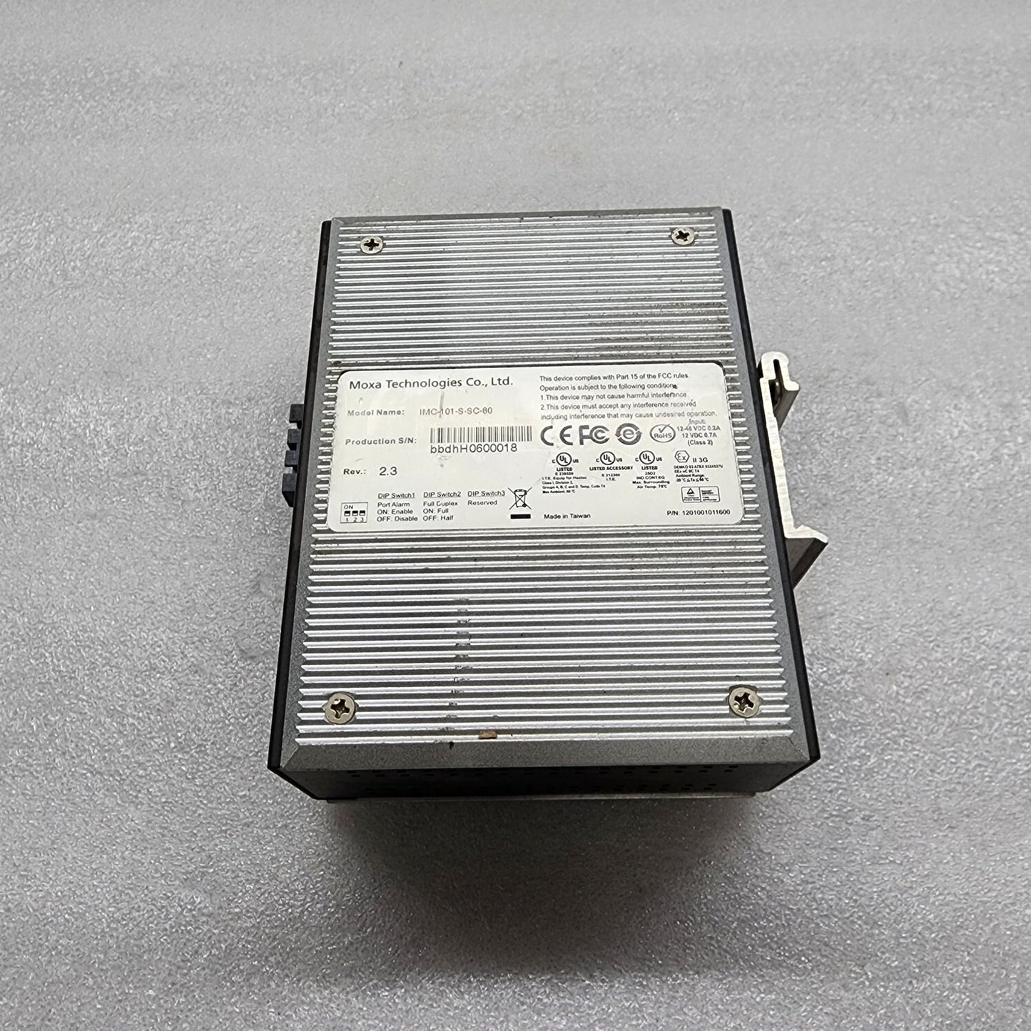MOXA TECHNOLOGIES IMC-101-S-SC-80 ETHERNET TO FIBER MEDIA CONVERTER 120100101160