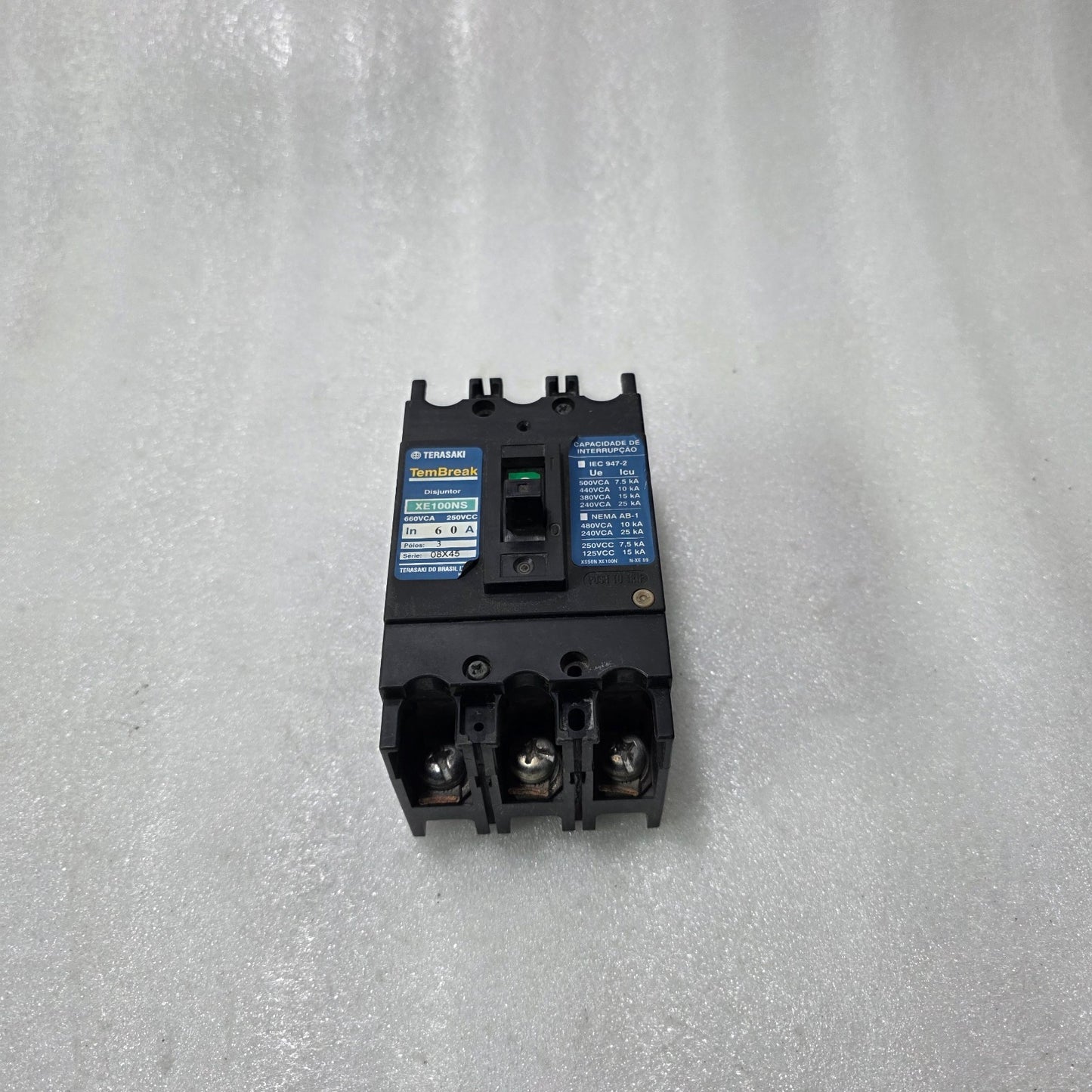 TERASAKI TEMBREAK XE100NS MCCB 60A 3 POLE | 660VAC INDUSTRIAL CIRCUIT BREAKER