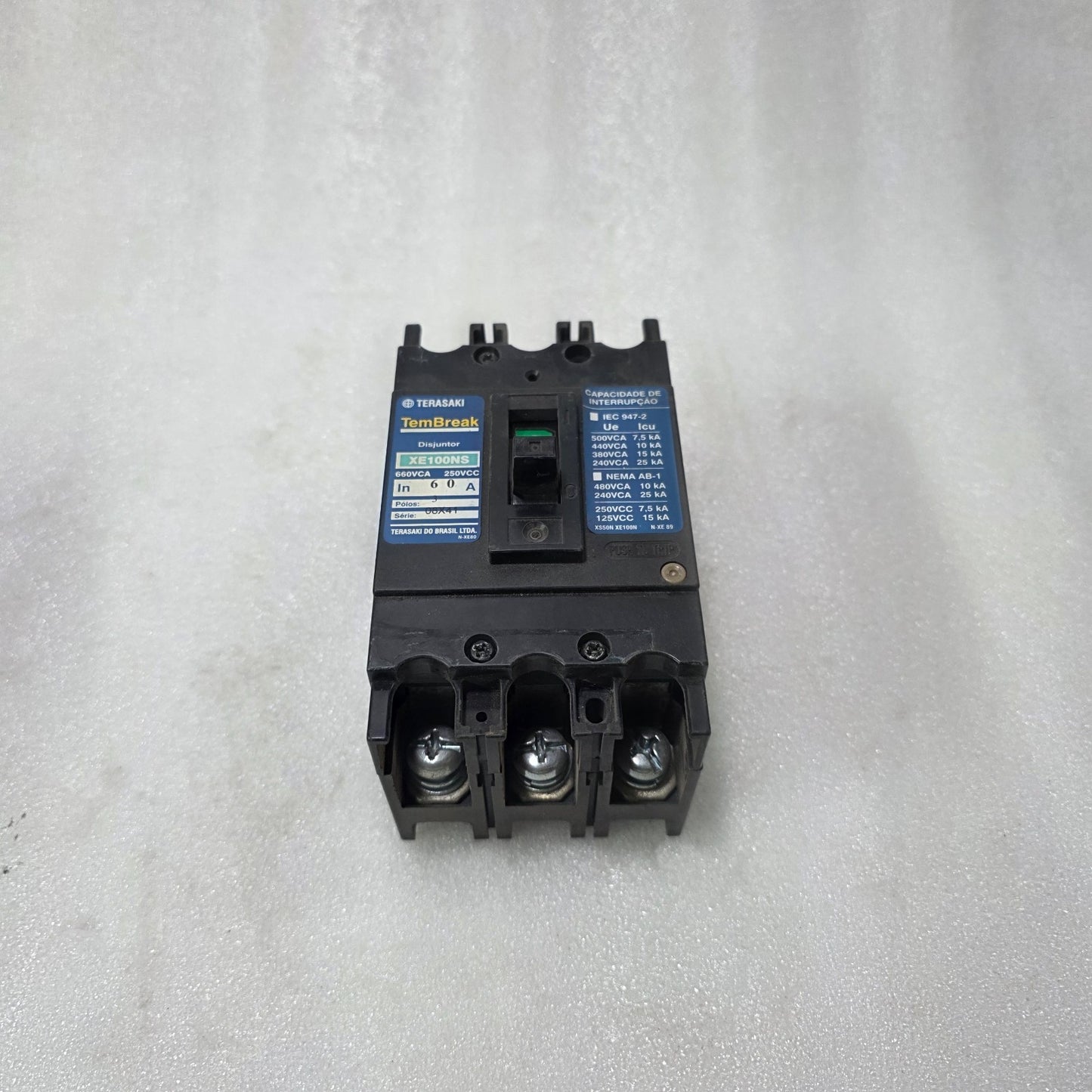 TERASAKI TEMBREAK XE100NS MCCB 60A 3 POLE | 660VAC INDUSTRIAL CIRCUIT BREAKER
