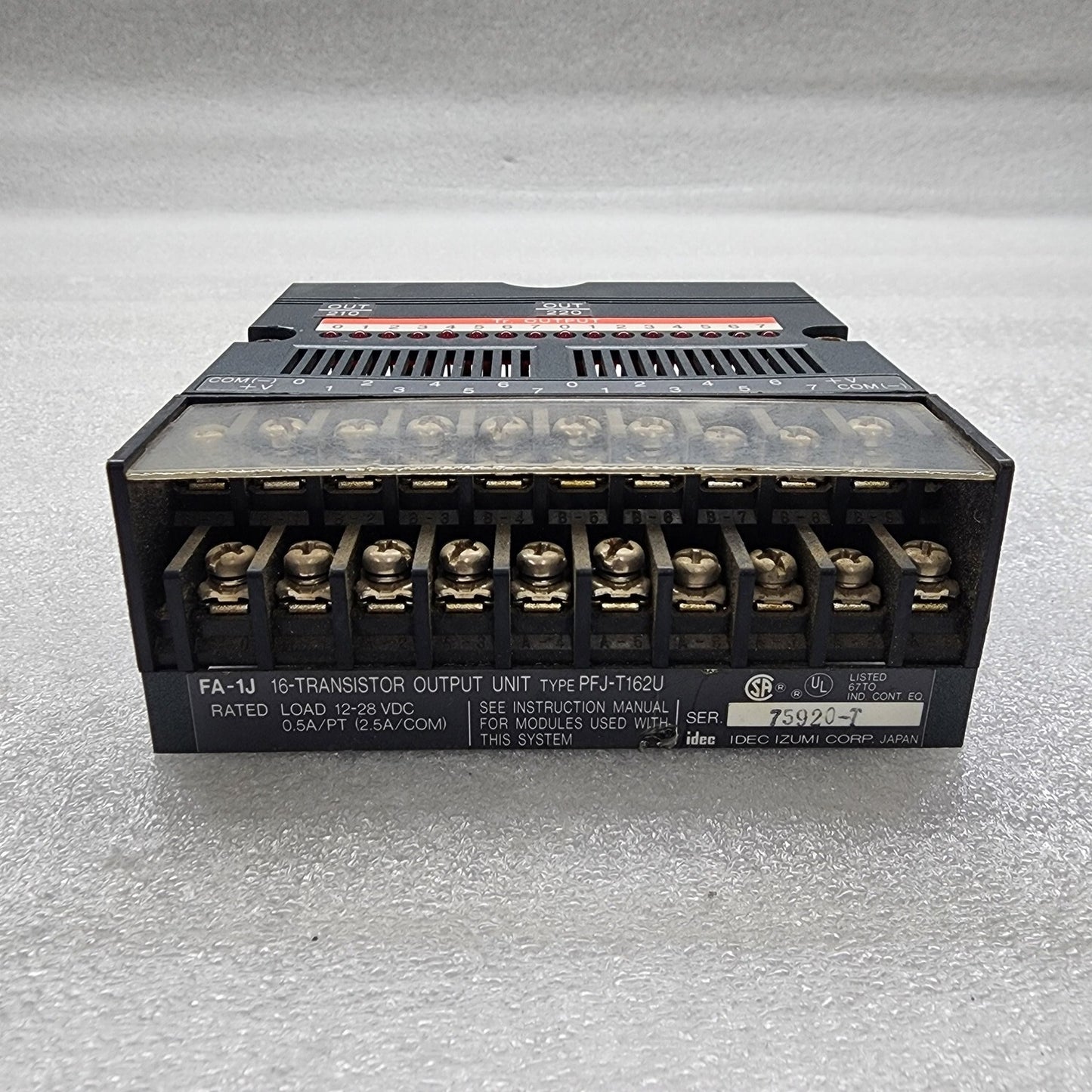 IDEC PFJ-T162U 16-TRANSISTOR OUTPUT UNIT FA-1J