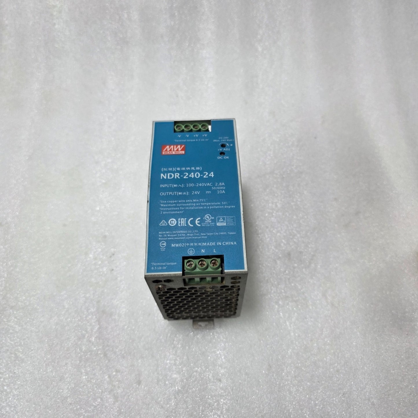 MEAN WELL NDR-240-24 DIN RAIL POWER SUPPLY 24V 10A 240W | INDUSTRIAL SMPS 100-24