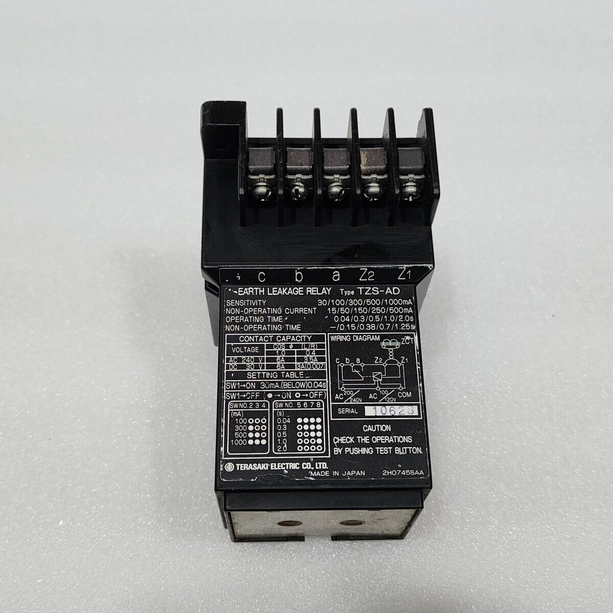 TERASAKI TZS-AD EARTH LEAKAGE RELAY 120-240V