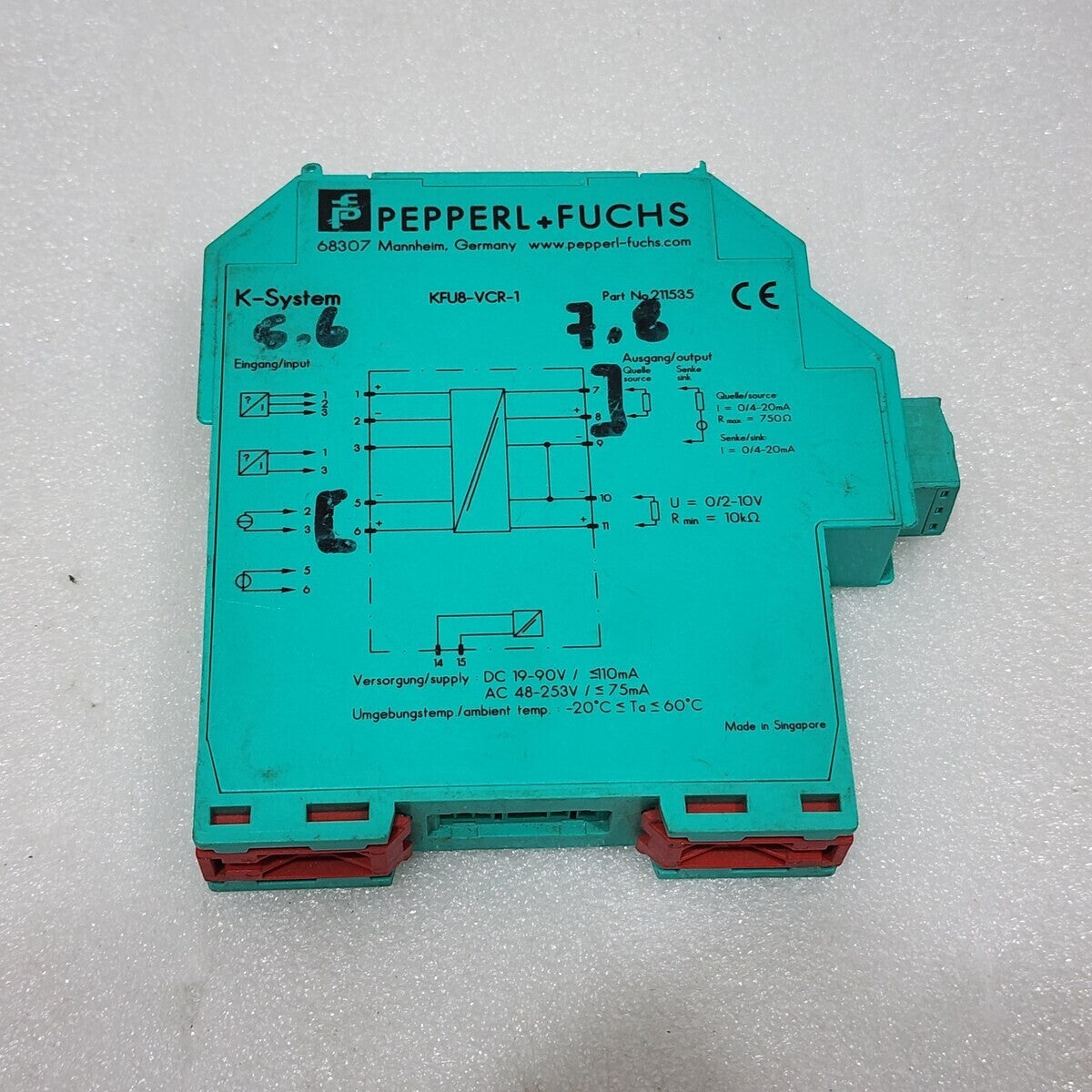 PEPPERL + FUCHS KFU8-VCR-1 TRANSMITTER POWERSUPPLY CONVERTER 211535