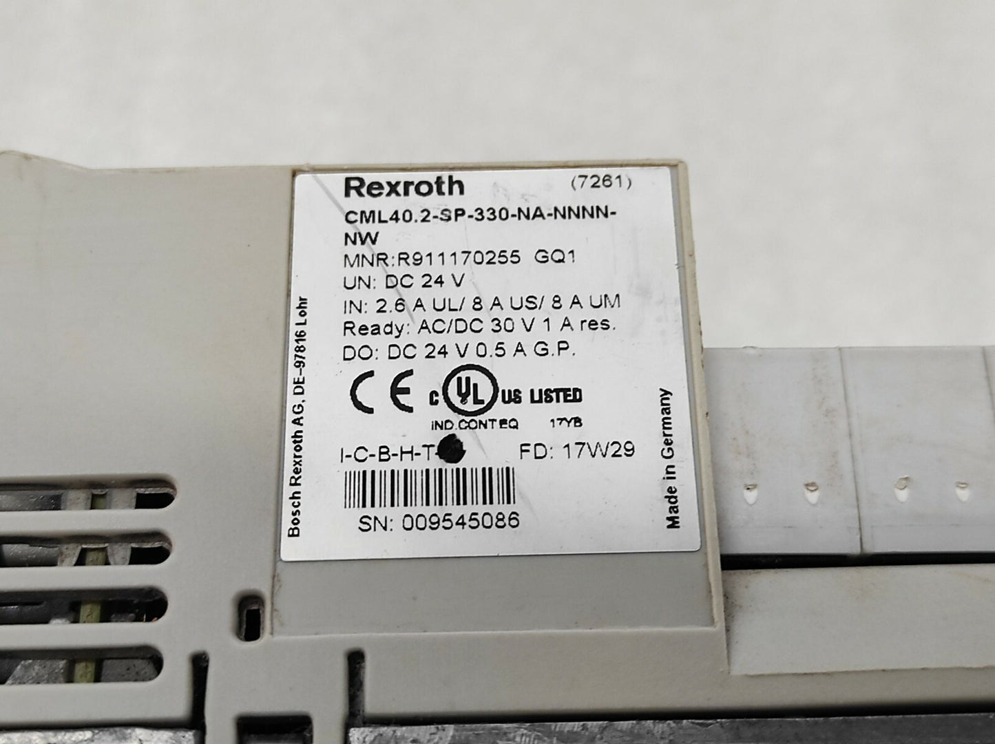 REXROTH INDRA CONTROL L40 CML40.2-SP-330-NA-NNNN-NW R911170255 GQ1