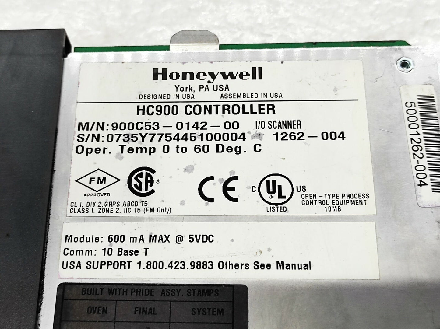 Honeywell HC900 Controller 900C53-0142-00 I/O Scanner 900C53014200