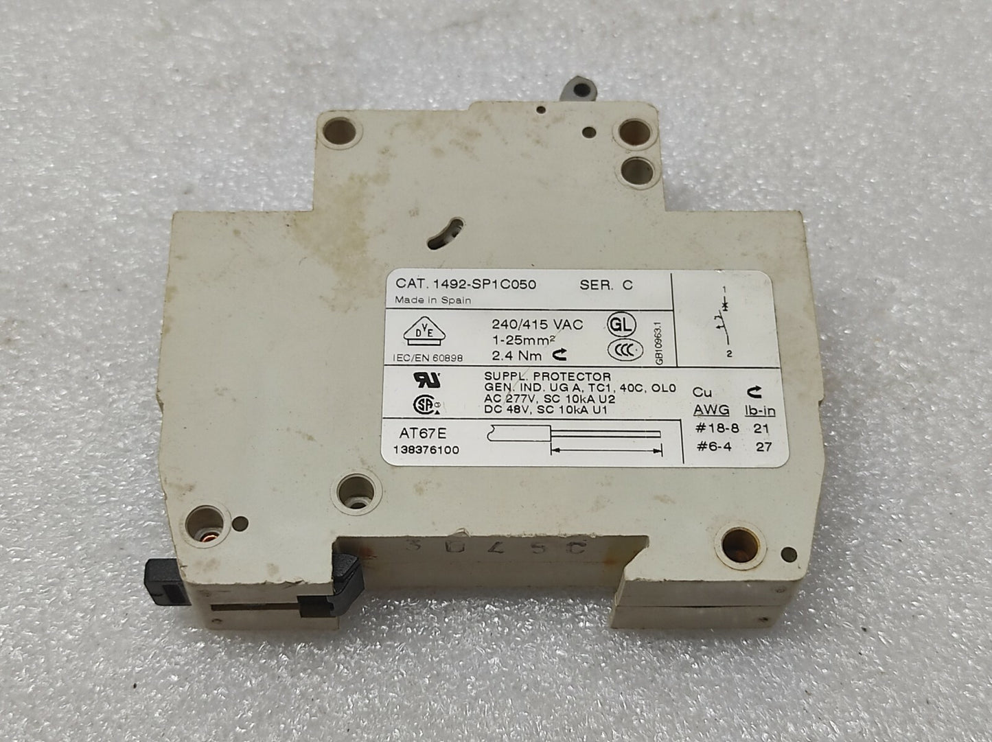 ALLEN BRADLEY CAT 1492-SP1C050 CIRCUIT BREAKER 240/415V