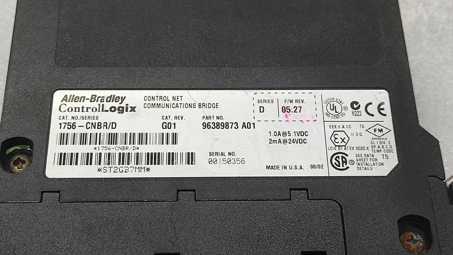 ALLEN BRADLEY 1756-CNBR/D CONTROL NET COMMUNICATION BRIDGE 96389873-A01