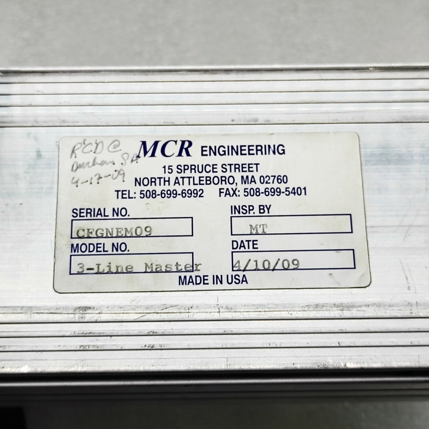 MCR ENGINEERING 4204 3-LINE MASTER 100 096