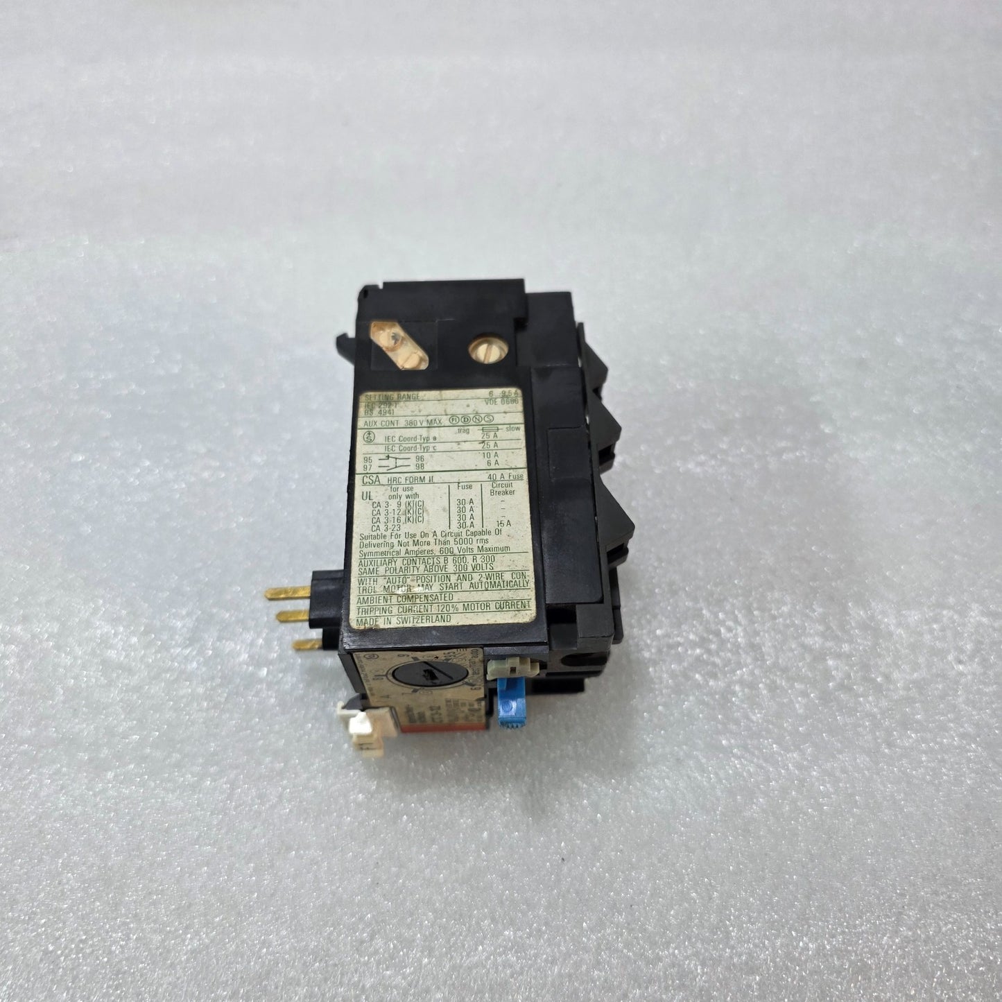 SPRECHER + SCHUH CT3-12 THERMAL OVERLOAD RELAY 6–9.5A