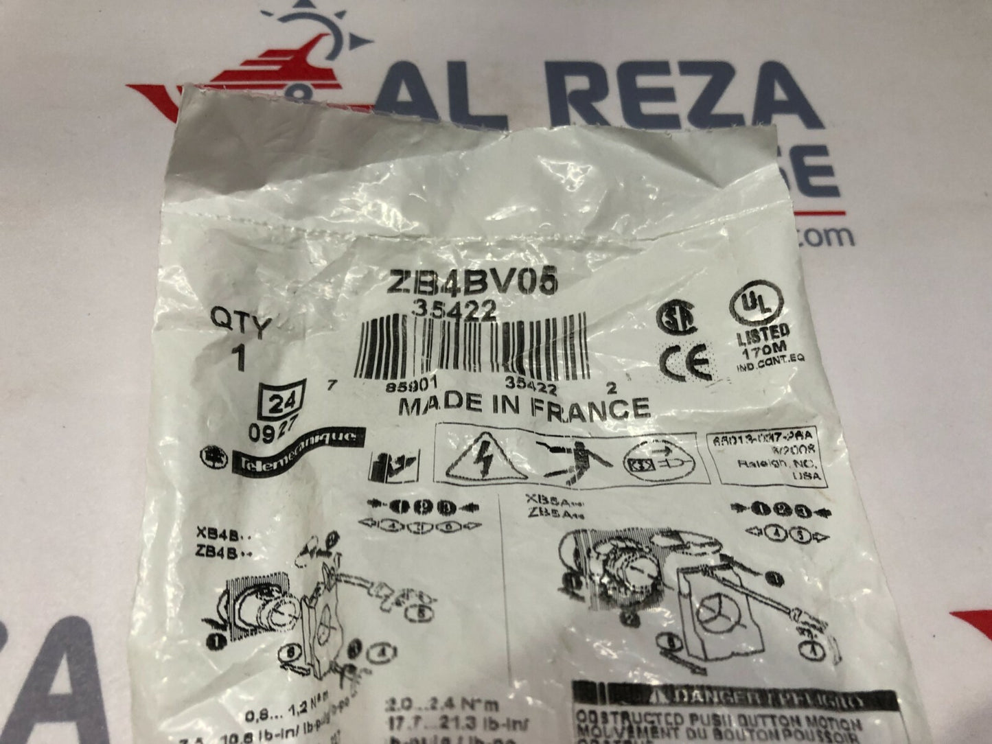 SE ZB4BV05 HARMONY XB4 PILOT LIGHT HEAD  LOT OF 4 UNIT