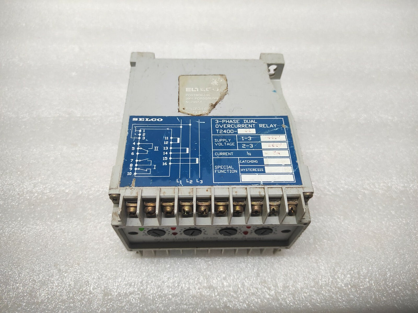 SELCO T2400-01 3-PHASE DUAL OVERCURRENT RELAY 440V