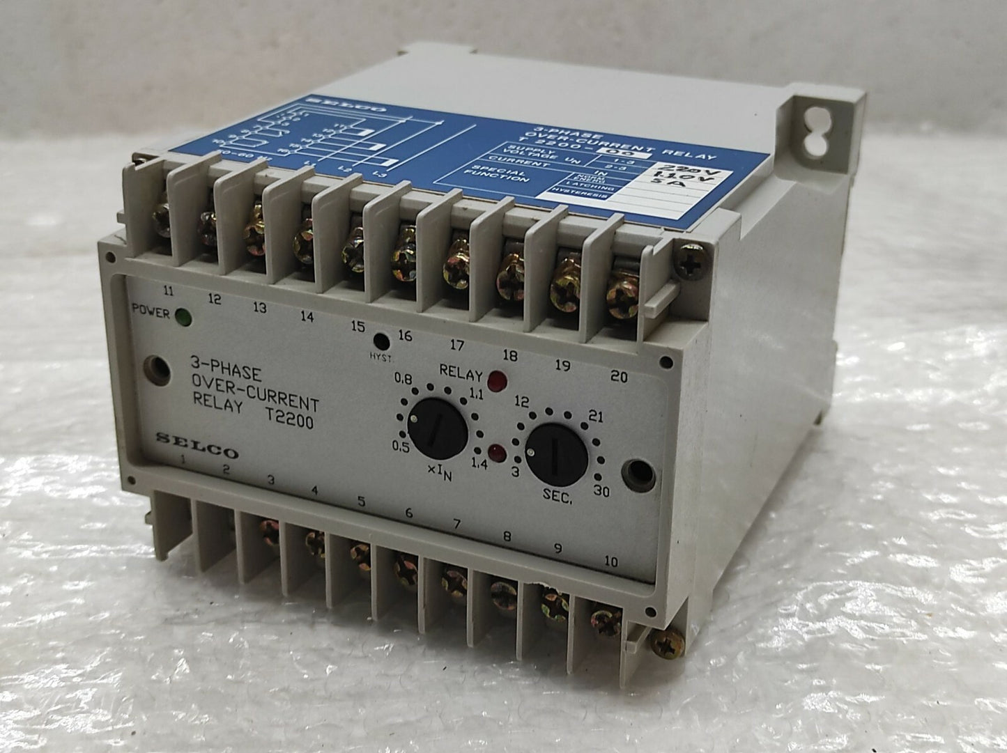 Selco T2200-00 3-Phase Over-Current Relay 220V