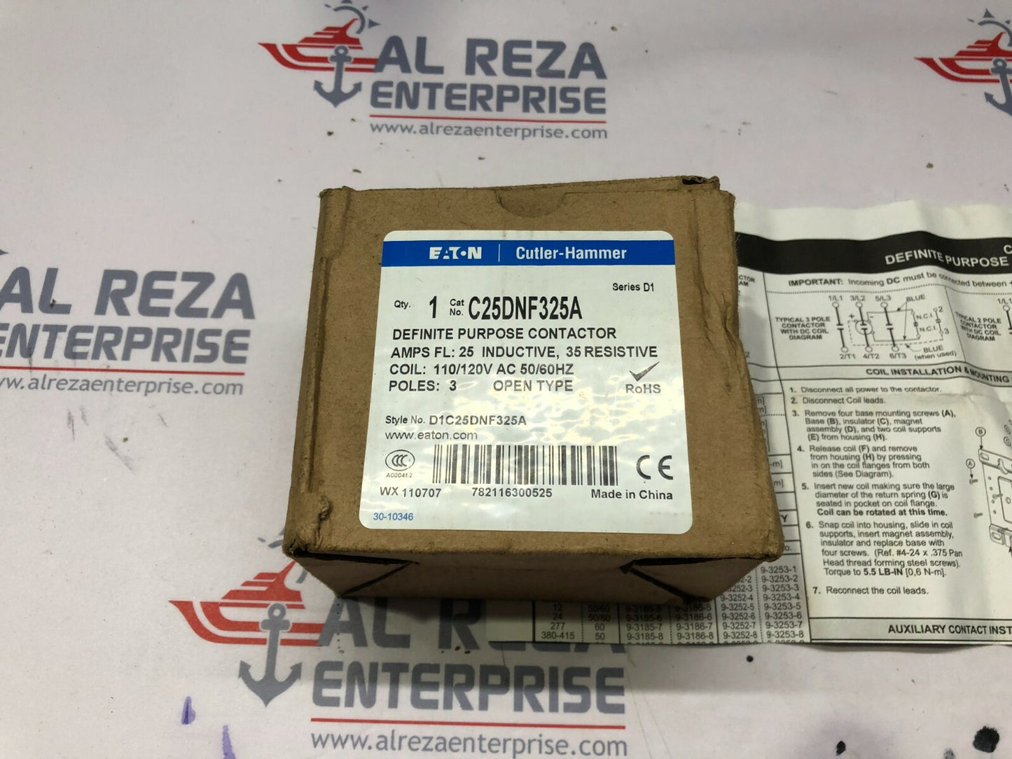 EATON CUTLER HAMMER C25DNF325A MAGNETIC CONTACTOR 25A COIL VOLTAGE 110-120V