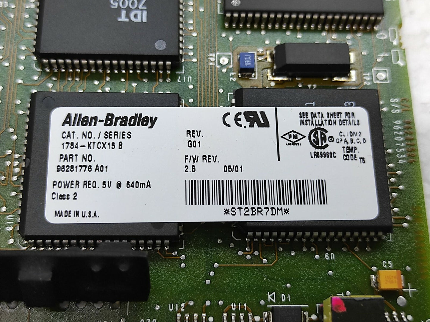 Allen Bradley CAT 1784 KTCX15 Series B Network Interface Card 96281776 A02